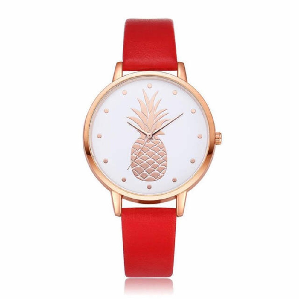 NWOT Red & Rose Gold Pineapple Watch